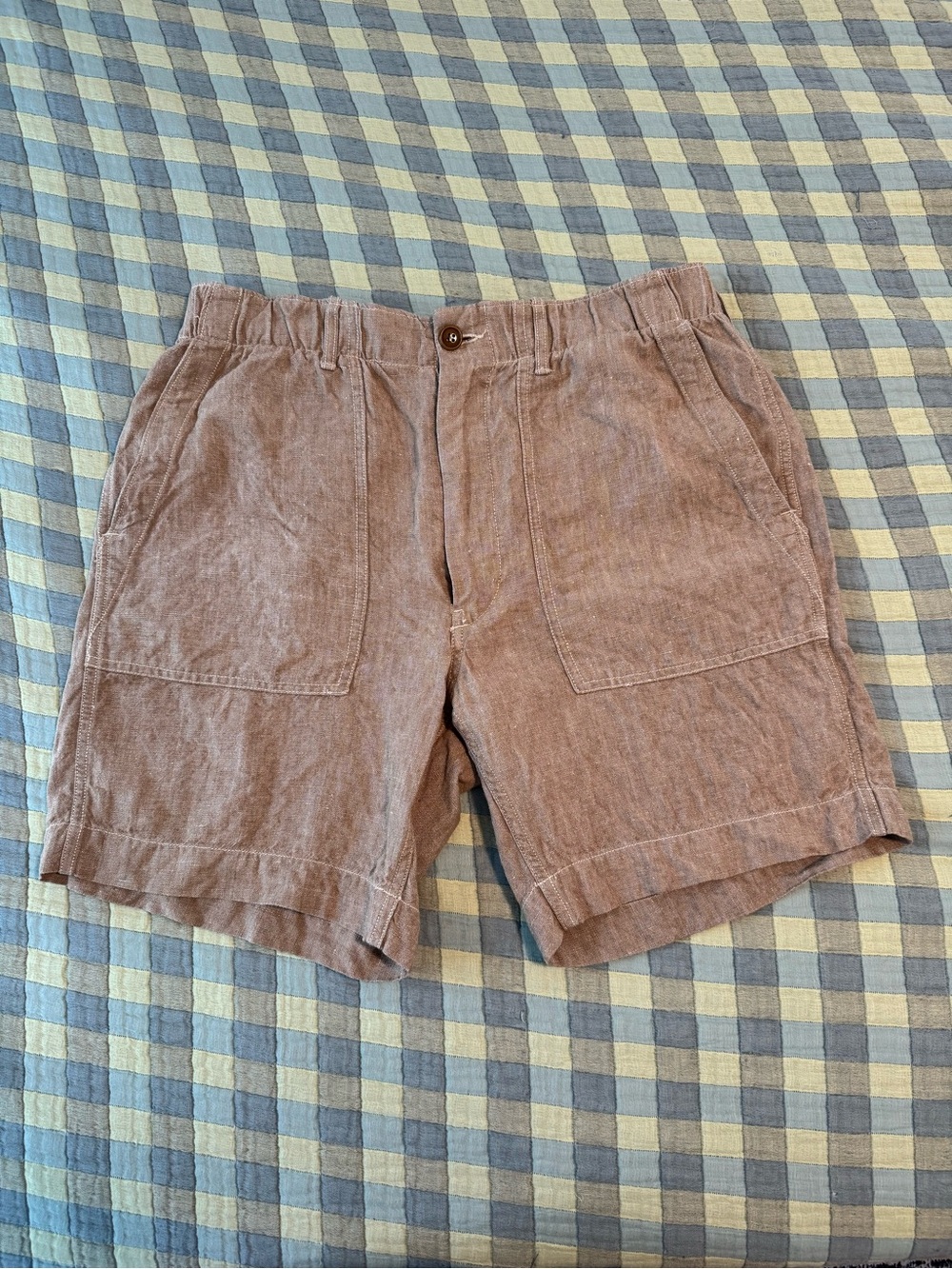 Buck Mason Loomed Linen Fatigue Short - Khaki - Medium